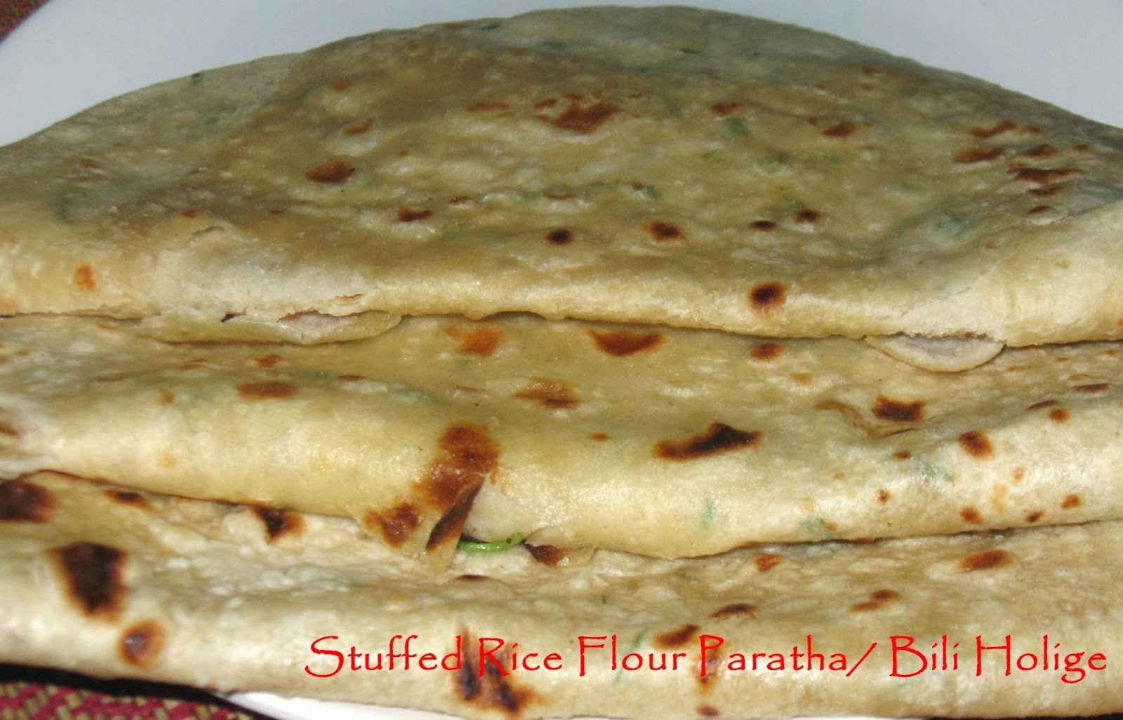 Bili Holige Stuffed Rice Flour Paratha Rice Flour Puran Poli