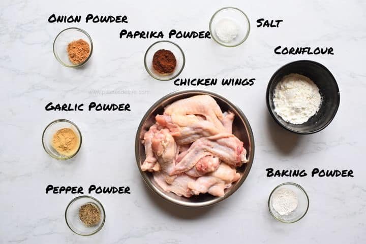 Crispy chicken wings ingredients@palates-desire