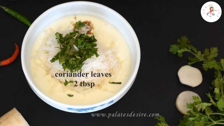 add coriander leaves and mooli